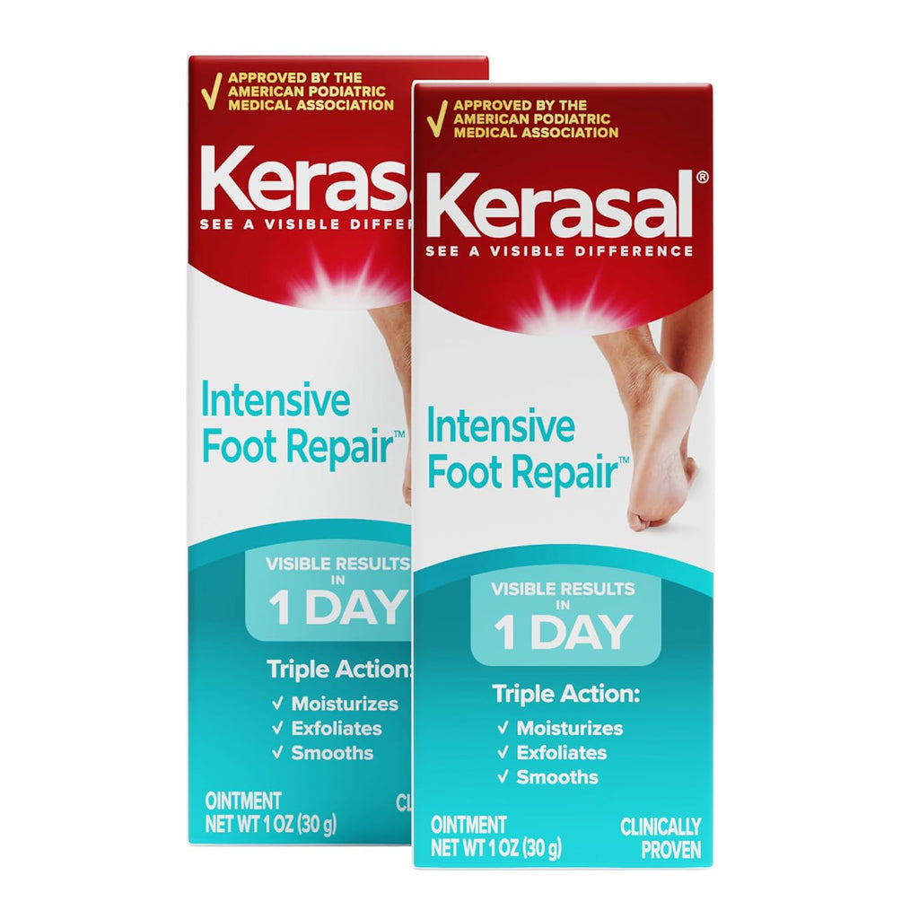 Kerasal Intensive Foot Repair Skin Healing Ointment for Cracked Heels and Dry Feet 1 oz , 2 Count, (Pack of 2)