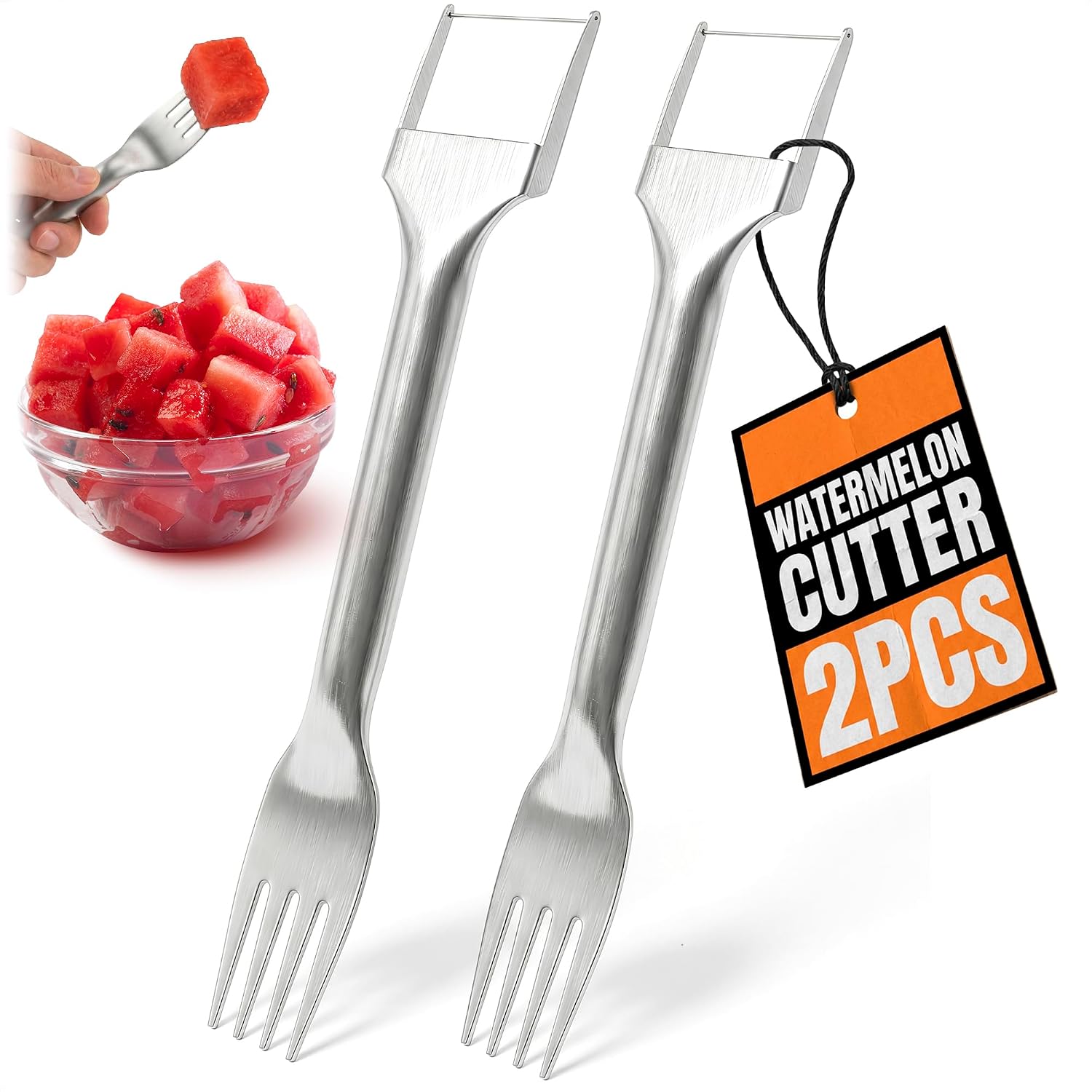 Stainless Steel Watermelon Slicer Cutter Tool – Easy Grip Durable Slicer For Watermelon, Cantaloupe, Papaya, Honeydew & More, Cut Cubes Or Slices Fast | Mess-Free Prep For Parties, Bbqs, Summer Snacks