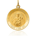 IceCarats 14K Solid Yellow Gold Medium Our Lady of Mount Carmel Medal Pendant Necklace 25mm 1 inch Polished, Satin, Engravable for her for him