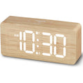 Uscce Wooden Digital Alarm Clocks For Bedrooms With 0-100% Dimmable Display | Desk Clock With Large Numbers For Living Room - Loud Dual Alarm For Heavy Sleepers With Volume Control - Wood Decor & Gifts