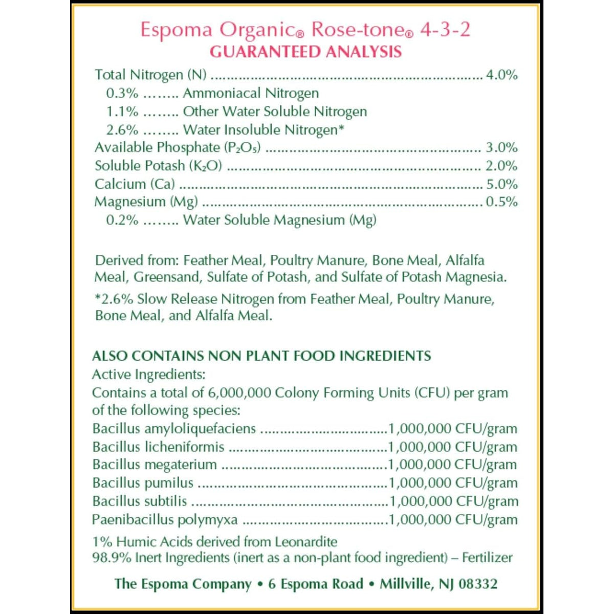 Espoma Organic Rose-Tone 4-3-2 Organic Fertilizer For All Types Of Roses And Other Flowering Plants. Promotes Vigorous Green Growth And Abundant Blooms. 4 Lb. Bag - Pack Of 2