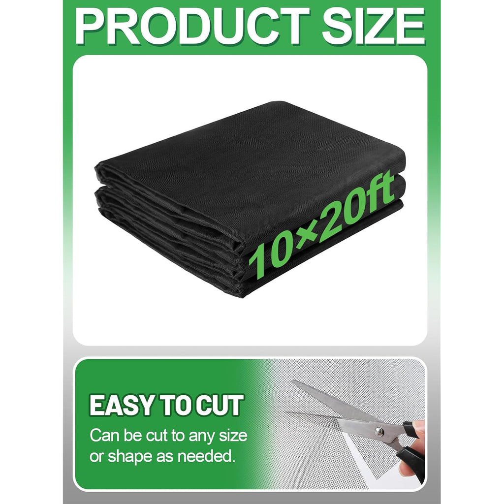 Strong Pp Nanocomposite Mosquito Net Garden Netting - 10 X 20Ft Clear View Bird Insect Pest Mesh Barrier Screen For Patio, Balcony, Porch, Outdoor Raised Beds Protection (Black)