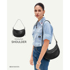 BOSTANTEN Purses for Women Crescent Crossbody Bag Vegan Leather Shoulder Hobo Handbag Adjustable Strap