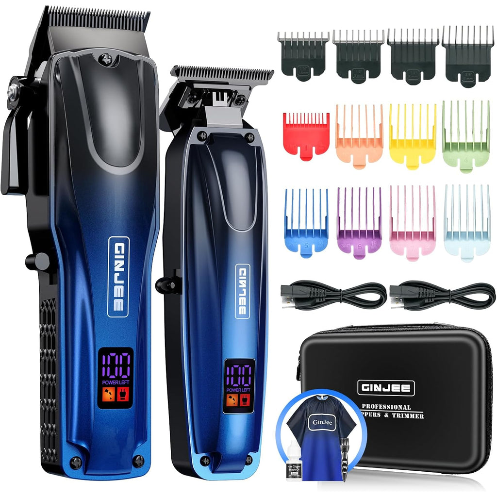 Professional Hair Clippers For Men Cordless & Corded - Rechargeable Barber Clipper & Trimmer Set With Fade Lever For Home Haircuts, Grooming Kit With Guide Combs, With Travel Case