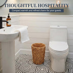 Wicker Trash Can,Small Bathroom Trash Can,Water Hyacinth Wicker Waste Basket For Bathroom,Boho Waste Basket For Bedroom,Home Office,Compact Spaces(2 Gallon Round)
