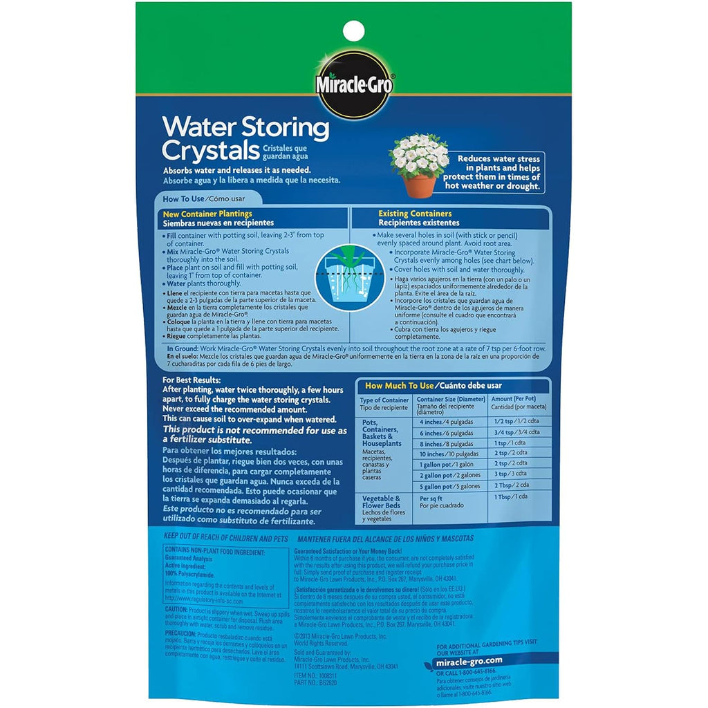 Miracle-Gro Water Storing Crystals, 12 Oz. | Soil Moisture Retention Crystals For Indoor And Outdoor Plants