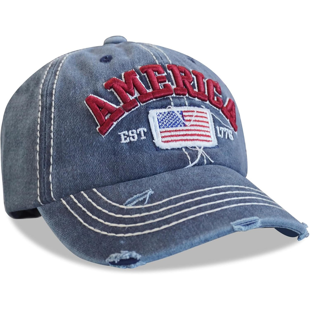 USA Hat American Flag Baseball Cap Mesh Trucker Adjustable Breathable 4th of July Accessories for Men Women Gifts American Flag - Blue
