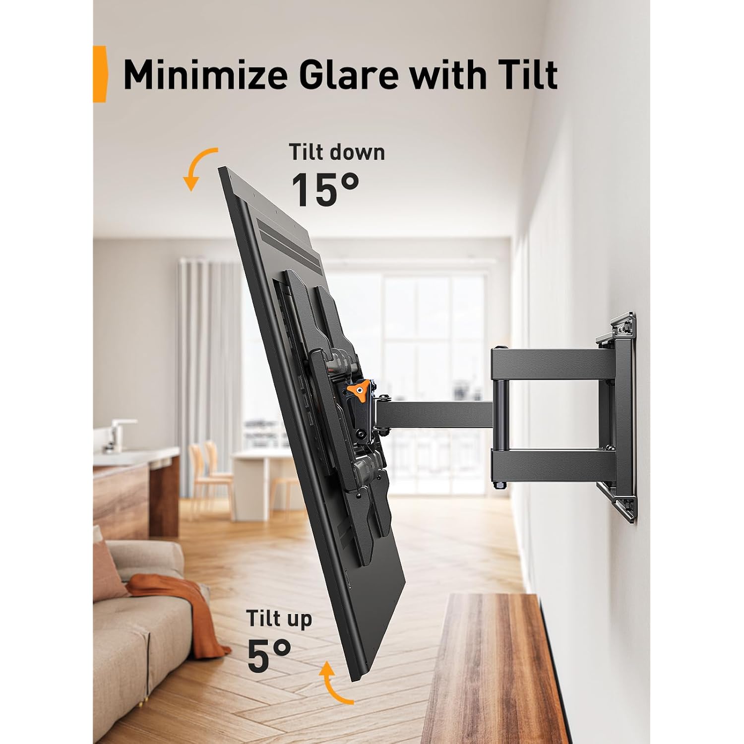 Perlegear Ul Listed Full Motion Tv Wall Mount For 42-90" Tvs Up To 132Lbs, Heavy Duty Tv Mount With Dual Articulating Arms, Tool-Free Smooth Tilt, Swivel, Fits 16" Studs, Max Vesa 600X400Mm, Pglf8