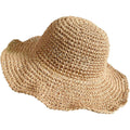 Senker Fashion Beach Straw Hats for Women, Handmade Floppy Bucket Sun Hat for Summer Vacation Wide Brim Packable Travel