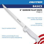 Dexter Basics 8" Flexible Fillet Knife | Stainless Steel Blade With Sharp, Smooth Edge | White, Slip-Resistant Handle
