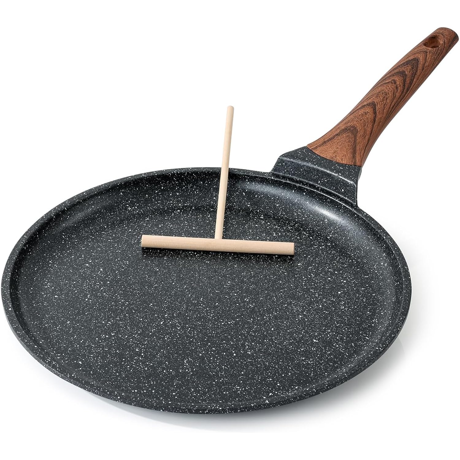 Kordisen Crepe Pan Nonstick, 12 Inch Dosa Pan With Spreader, Granite Coating Comales Para Tortillas Pancake Pan, Flat Bottom For Stove Top, Induction Compatible, Pfoa Free
