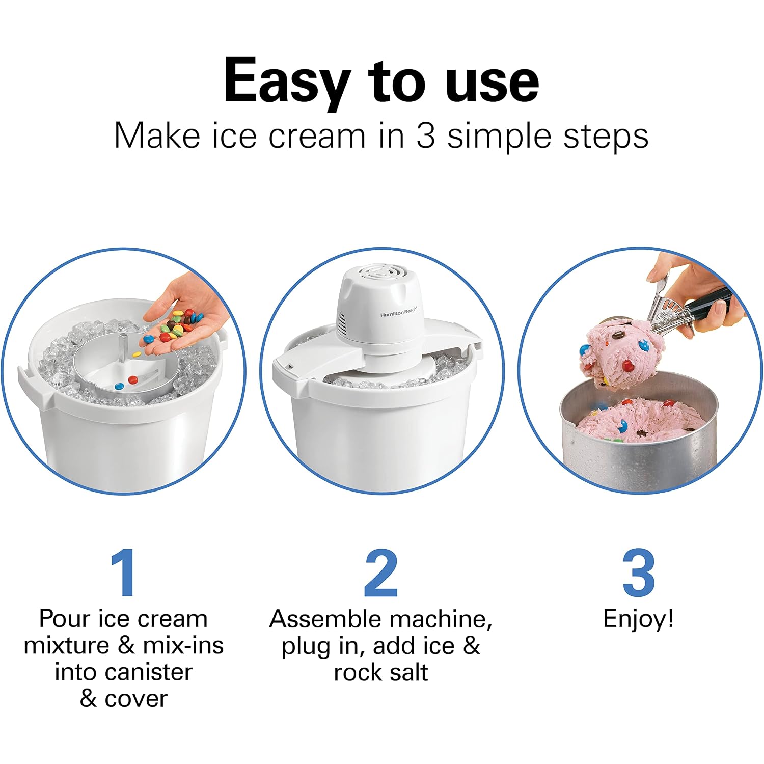 Hamilton Beach Automatic Electric Ice Cream Maker & Frozen Yogurt Machine | 4 Quart | Makes A Variety Of Treats Including Sorbet, Sherbet, Gelato, Custard |Simple & Customizable | White | 68330N