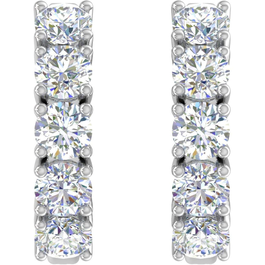 2 to 3 1/10 Carat Natural Diamond Hoop Earrings for Women in 14K Gold - IGI Certified