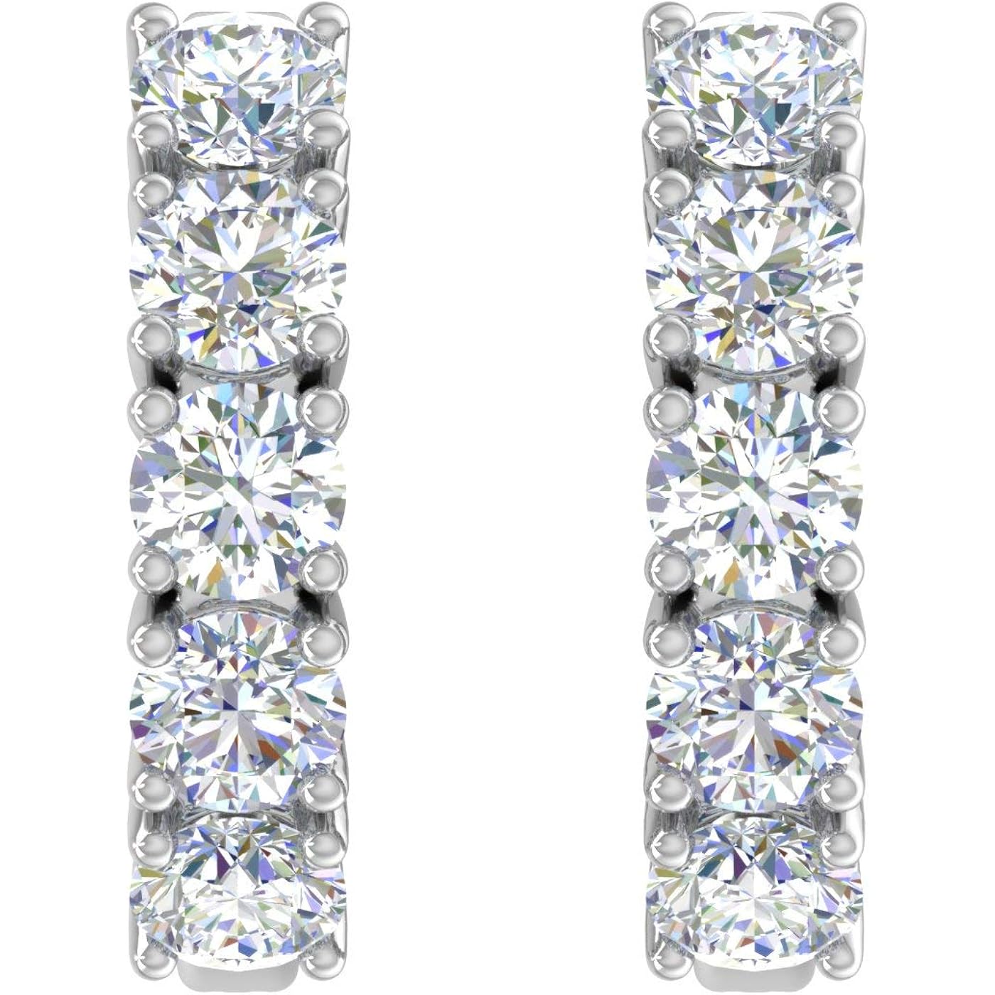 2 to 3 1/10 Carat Natural Diamond Hoop Earrings for Women in 14K Gold - IGI Certified