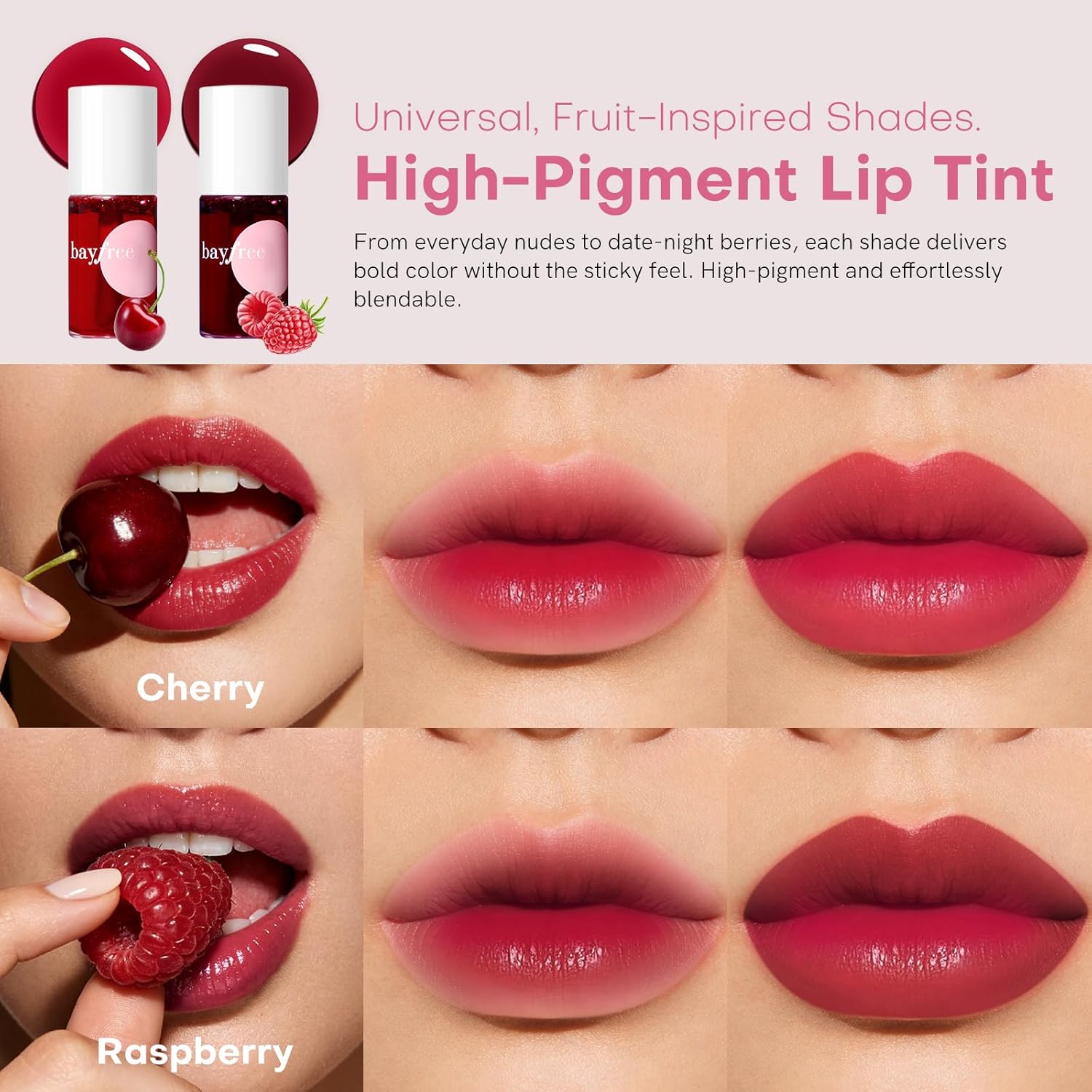 bayfree Lip Tint Stain Set, 2 PCS Korean Water Tint Lightweight Non-sticky, Waterproof Long Lasting Liquid Blush & Lip Stain, Transfer-Proof, Matte Finish Lip Color Makeup (made into jam)