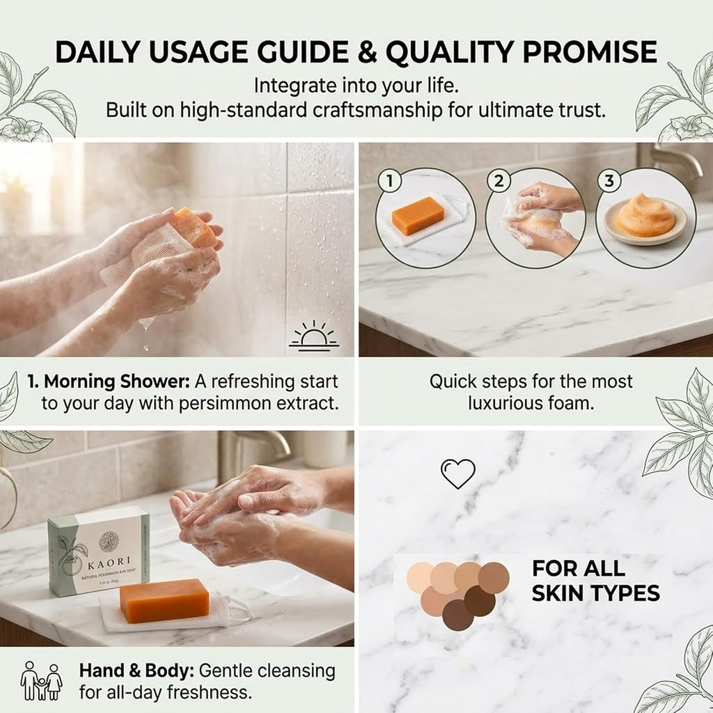 Kaori Persimmon Soap For Old People Smell, With Persimmon Extract Soap, Leaves Skin Feeling Fresh And Cared For