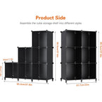 6-Cube Storage Organizer, Closet Organizer Storage Cabinet Shelf Bookcase Bookshelf with Metal Hammer, Storage Cubes Organizer Cabinet for Kids, Closet, Bedroom, Bathroom(11.8x11.8x11.8 inch)Black