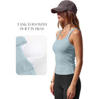 Women Sleeveless Tank Tops With Built In Bra Square Neck Cotton Ribbed Basic Cami Summer Workout Tops 2026