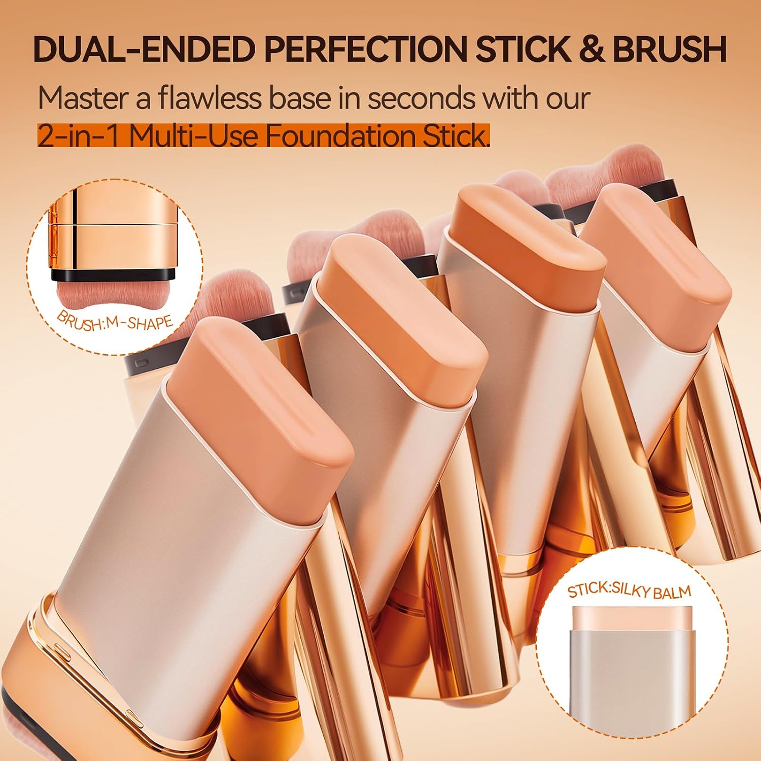 Korean Foundation Stick Foundation For Mature Skin Tint, Buildable Light To Medium Coverage Foundation Makeup Concealer, Dual-Ended With Brush For All Skin - Natural Finish (Natural)