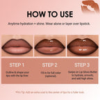 Erinde Lip Liner and Gloss Set, 2 Colors Nourishing Lip Gloss & Brown Lip Liner Combo Sets, Non-Sticky Plumping Lip Kit for Women, Lightweight Long Wear, Natural Nude Tinted Lip Glow Oil, SET B