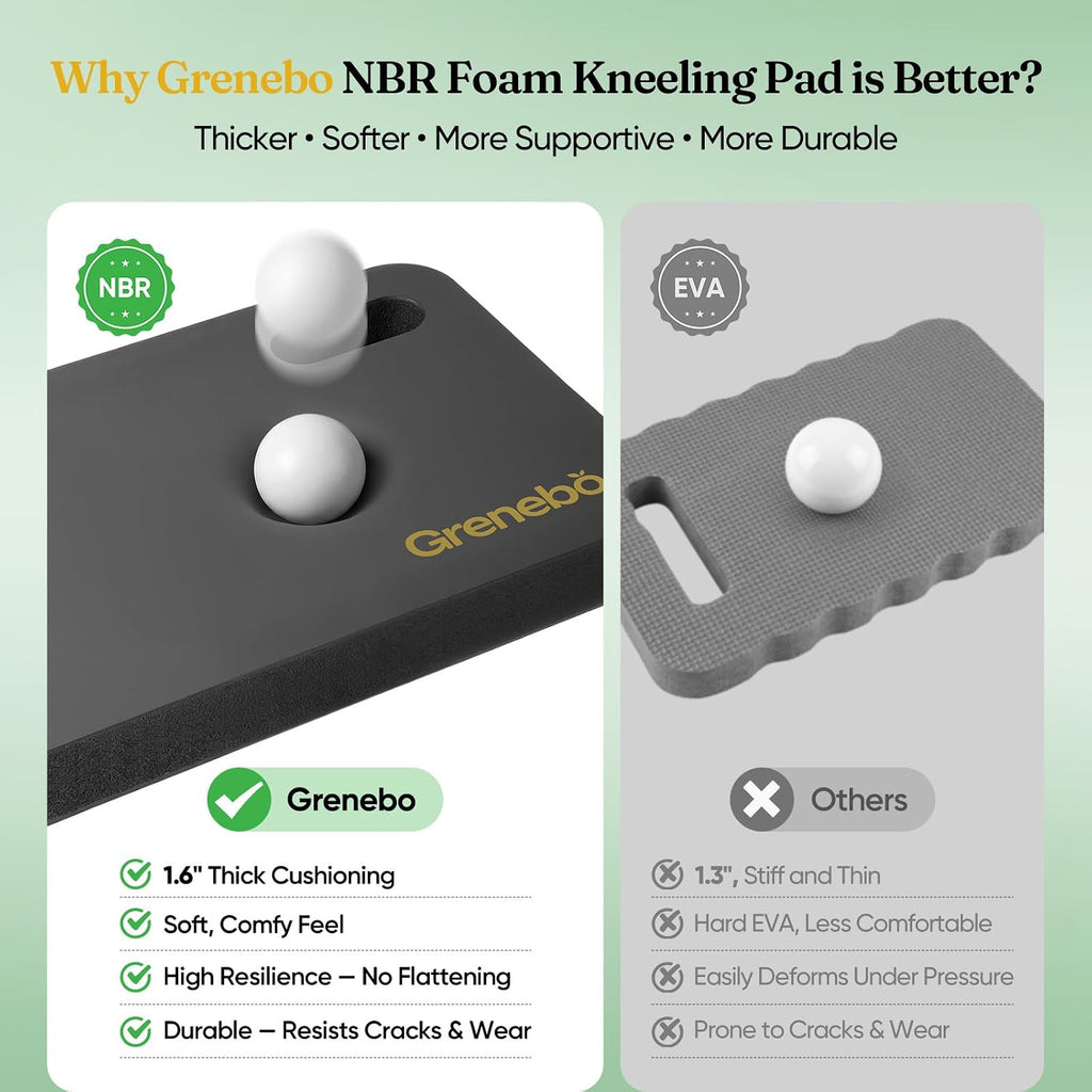 2-Pack 1.6" Extra Thick Nbr Foam Garden Kneeling Pads, Ultra Soft Cushion Kneeling Pads For Gardening, Gardening Kneeling Pad For Baby Bathing, Work, Exercise, 17.3×11×1.6 In, Black