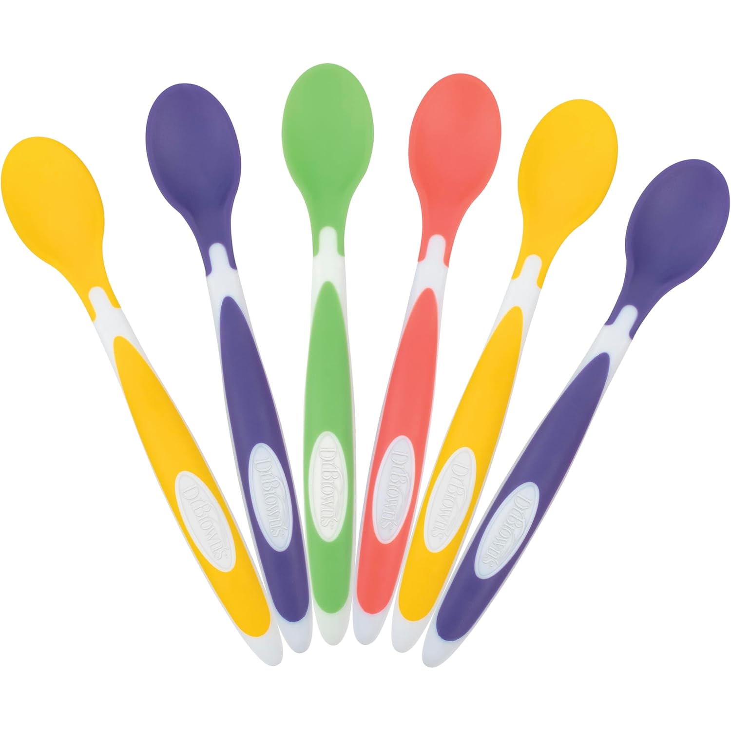 Dr. Brown's Designed to Nourish Soft-Tip Toddler Feeding Spoons, 6 Pack, Assorted Set (Colors May Vary)