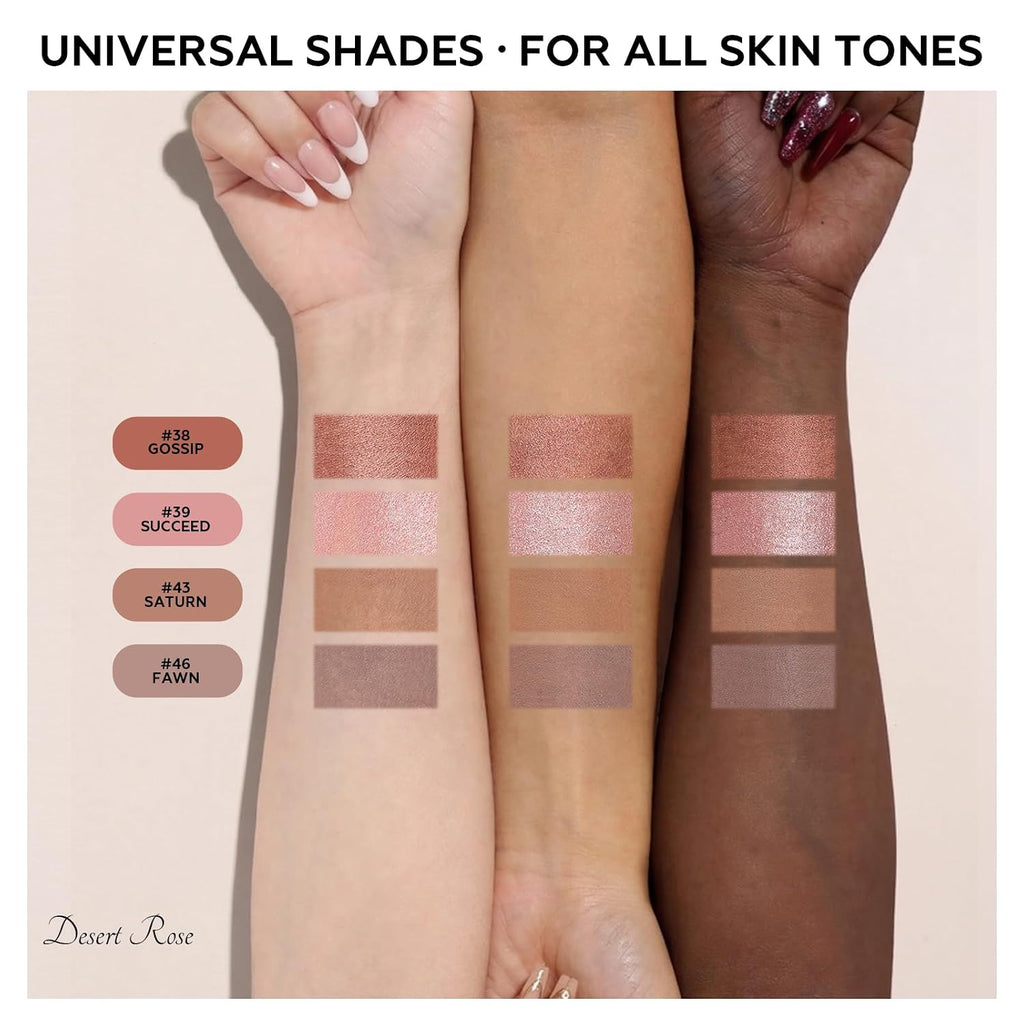 Focallure 4Pcs Cream Eyeshadow Stick Set, Matte & Shimmer Eyeshadow Pencil, Waterproof Crease-Proof Long Lasting Smudge-Proof Eye Makeup Highlighter Crayon For Beginners Daily Makeup,Desert Rose