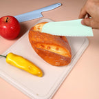4 Pack Lettuce Knife 11/8.5" Plastic Cake Knifes To Prevent Browning Serrated Kitchen Cutter For Cutting Fruits, Cakes And Bread Dishwashable Safe For Kids Nylon Cutters For Nonstick Pans(Blue& Green)