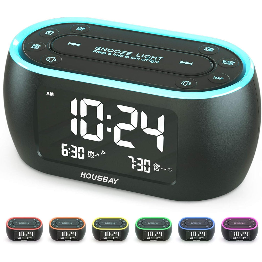 Housbay Digital Alarm Clock Radio For Bedrooms, Phone-Free Wake-Up With Dual Alarm, Night Light, Small Radio Clock For Bedside | Phone-Free Wake-Up With Dual Alarm, Fm Radio For Favorite Stations, Small Radio Clock For Bedside, Battery Backup