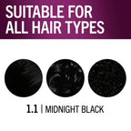 Schwarzkopf Keratin Permanent Hair Dye Cream, 1.1 Midnight Black, Professional Quality Color for Up to 100% Gray Coverage, Bond Enforcing System