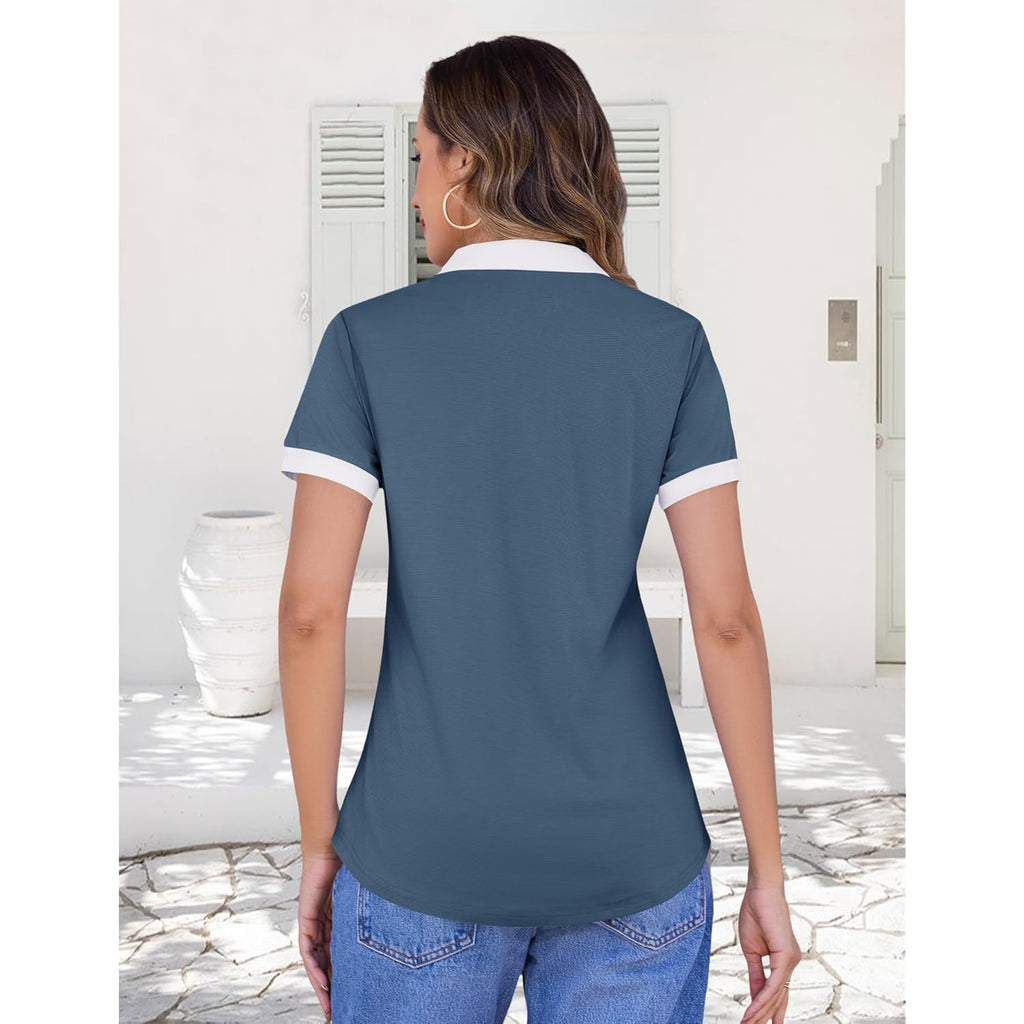 Womens Golf Polo Shirts Short Sleeve Collared Tops Lightweight Moisture Wicking Tennis Activewear S-XXL