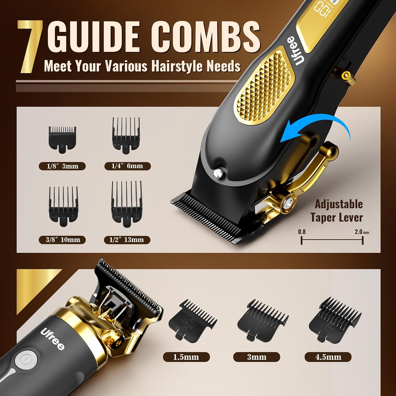 Ufree Hair Clippers For Men, Clippers And Trimmers Set, Cordless Barber Clippers, Grooming Kit, Gifts For Men