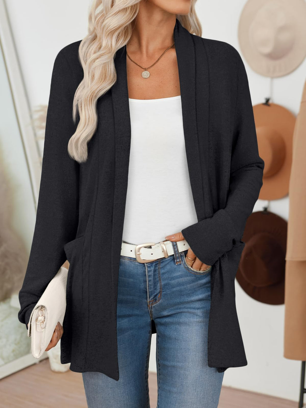 LILLUSORY Cardigan for Women Lightweight Cardigans Fall Fashion Outfits | Open Front Long Cardigan with Pockets, Business Casual Travel Outfits