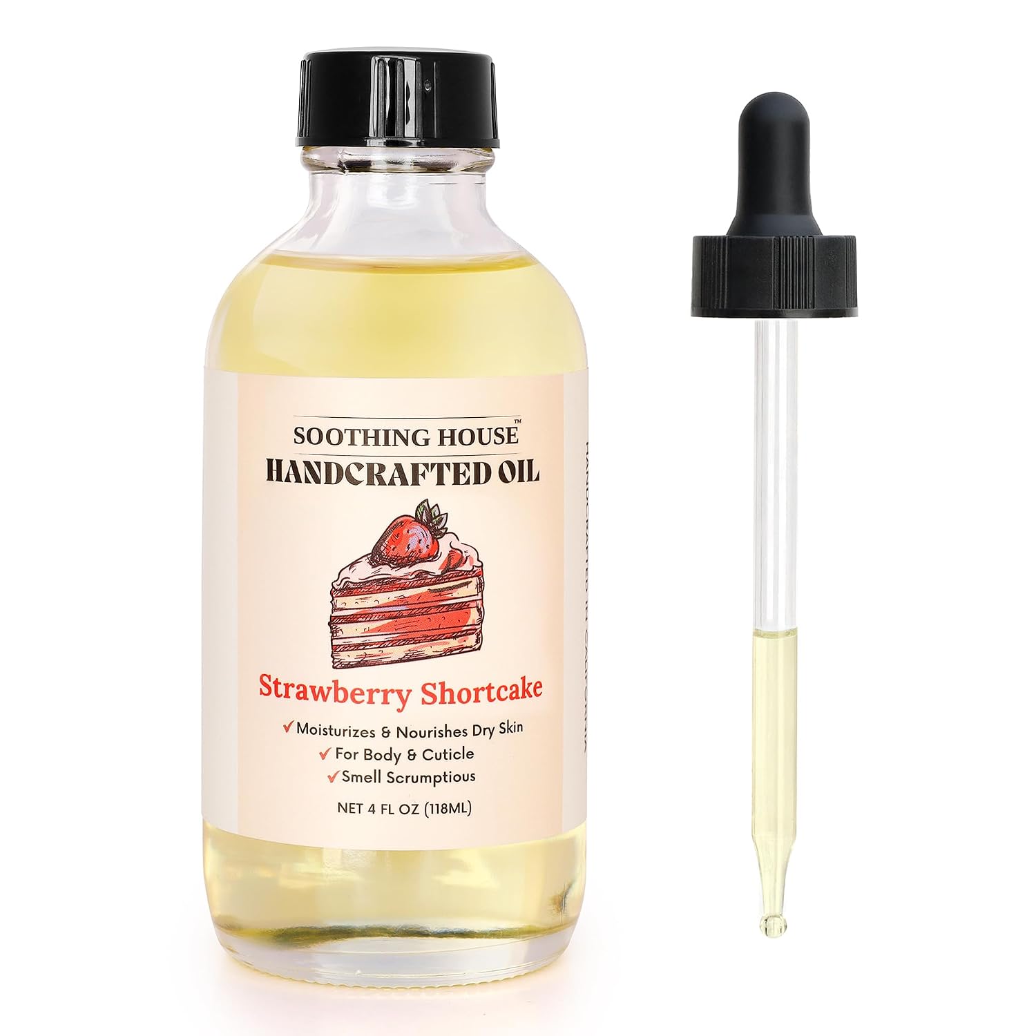 Strawberry Shortcake Body Oil: Moisturizing Body Oil For Soft, Glowing Skin With Almond & Jojoba Oil (4 Fl Oz)