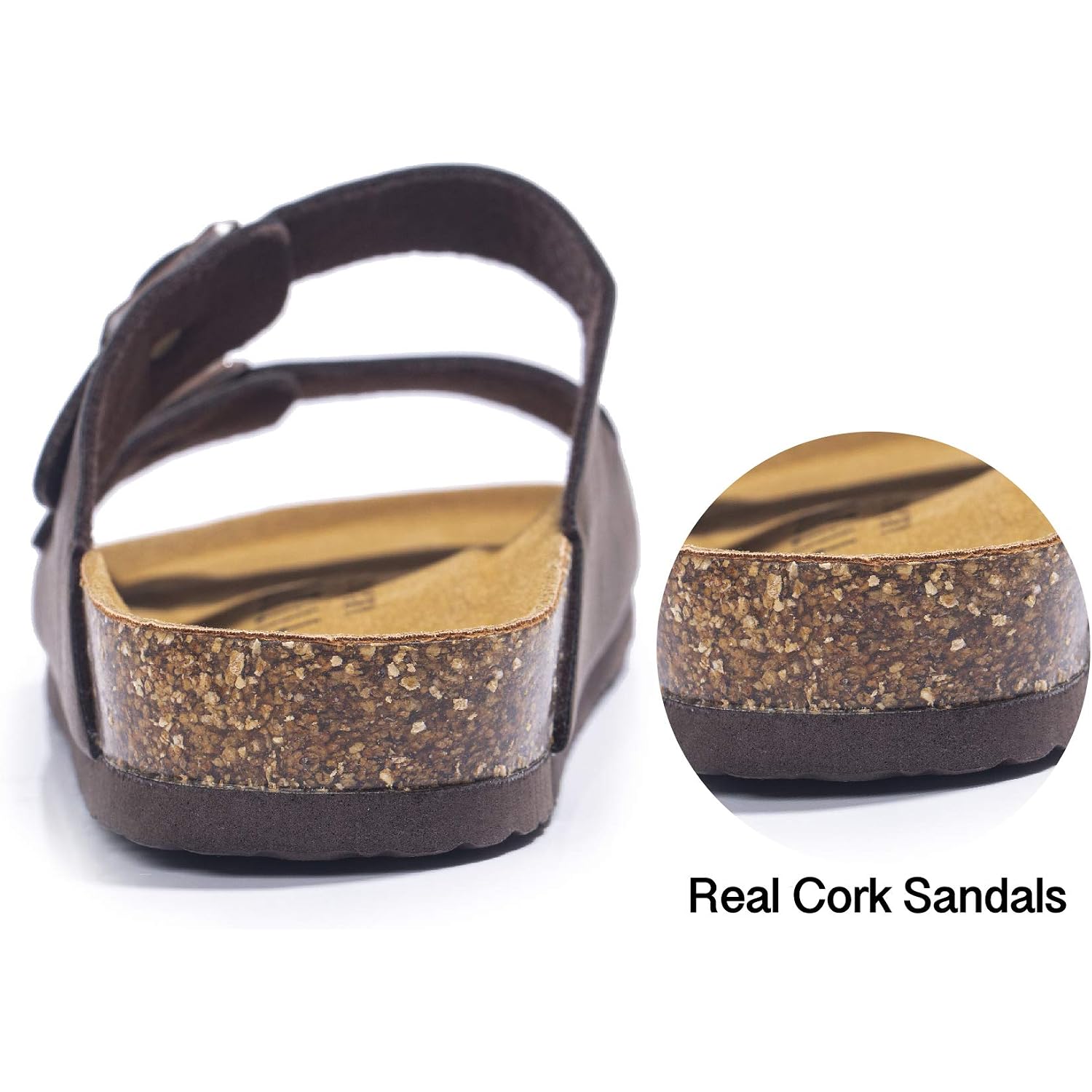 Fitory Mens Sandals, Arch Support Slides With Adjustable Buckle Straps And Cork Footbed Size 7-14.5