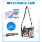 Clear Tote Bag Stadium Events Transparent Clear Purse for Women Thick PVC Shoulder Bag with Guitar Strap for Concert