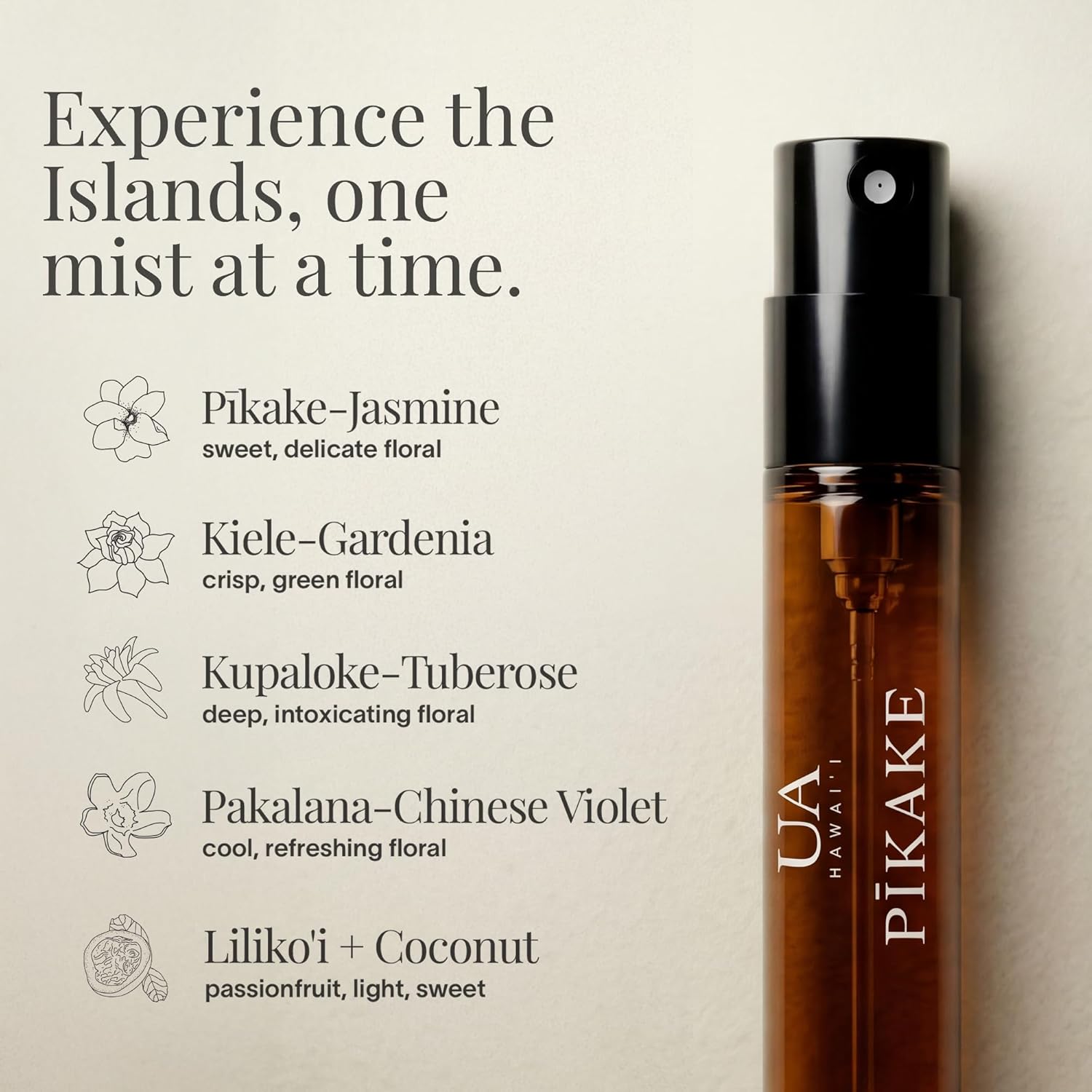 Variety Pack Body and Hair Mist from Hawaii, Hair Perfume for a Light, Hydrating Refresh, Body Mist for Women and Men, Alcohol-Free, With Moisturizing Hyaluronic Acid & Glycerin, Glass Bottle, 3.4 oz