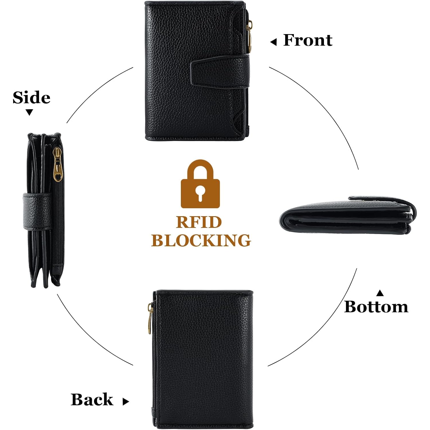 Airkit Small Wallet Women RFID Blocking Soft Leather Bifold Compact Card Holder Wallet for Women with Zipper Coin Pocket 4 ID Window
