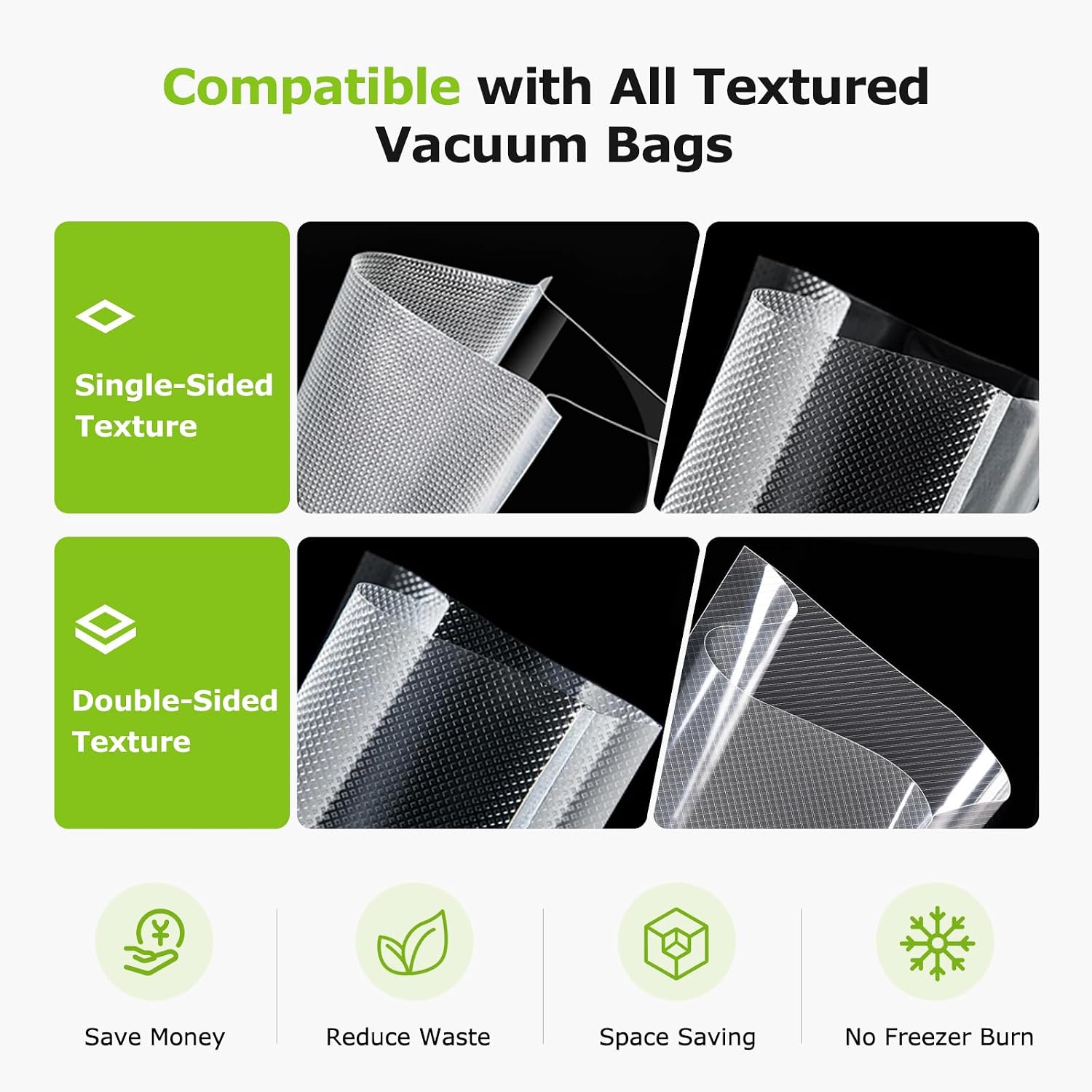 Bonsenkitchen Vacuum Sealer Machine, Globefish Technology For Perfect Vacuum Sealing, Powerful Low-Noise Food Vacuum Sealer With Easy Handle Design, Built-In Cutter & Bag Storage, 1 Bag Roll & 10 Bags