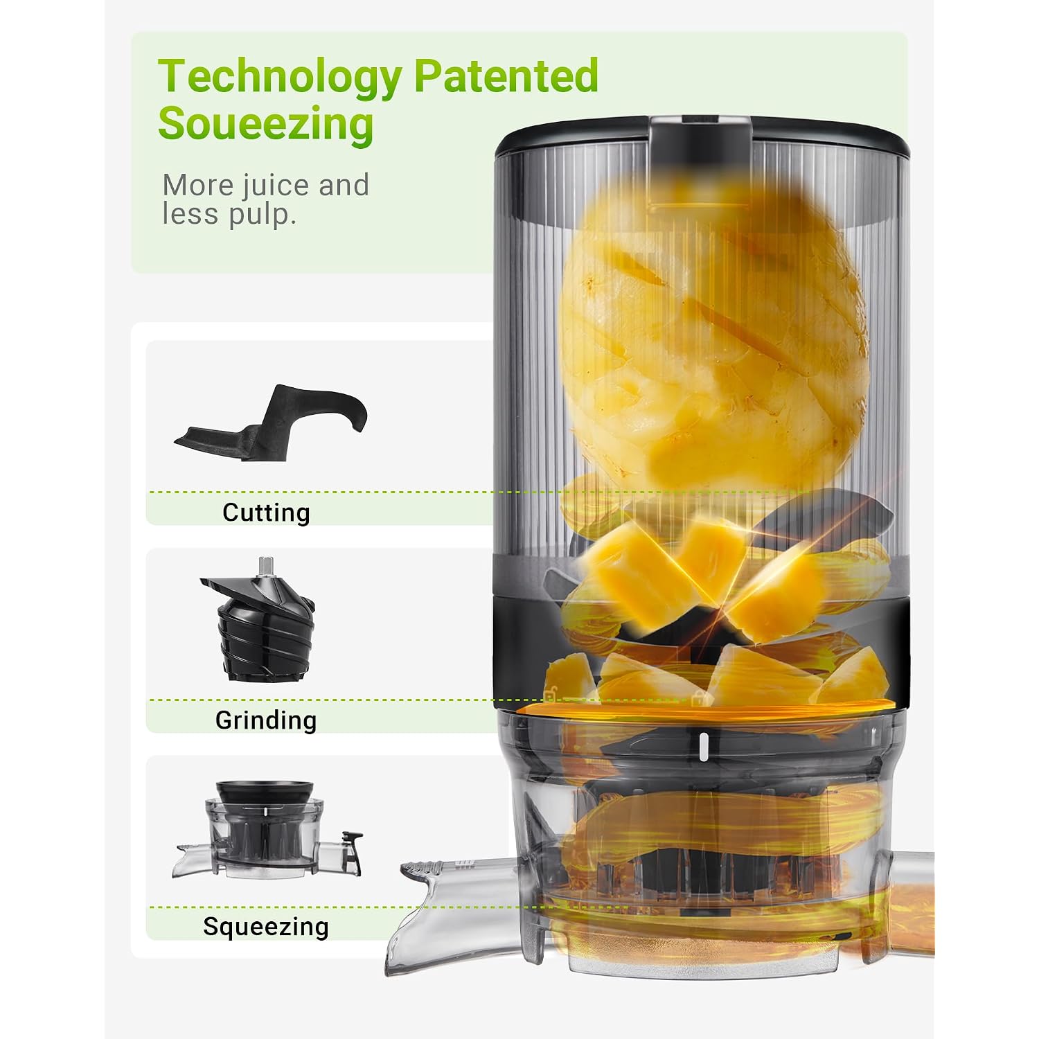 Tuumiist Juicer Machines, Cold Press Juicer With 5.8" Extra Large Feed Chute Fit Whole Fruits & Vegetables Easy To Clean, High Juice Yield, Bpa Free (Black)