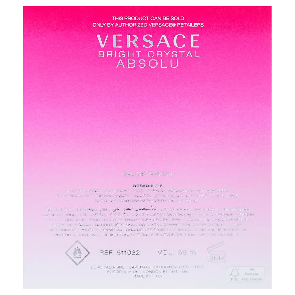 Versace Bright Crystal Absolu for Women 3.0 oz Eau de Parfum Spray