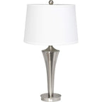 Elegant Designs Lc1020-Bsn Tapered 3 Pack Lamp Set (2 Table Lamps, 1 Floor Lamp) With White Fabric Shades, Brushed Nickel