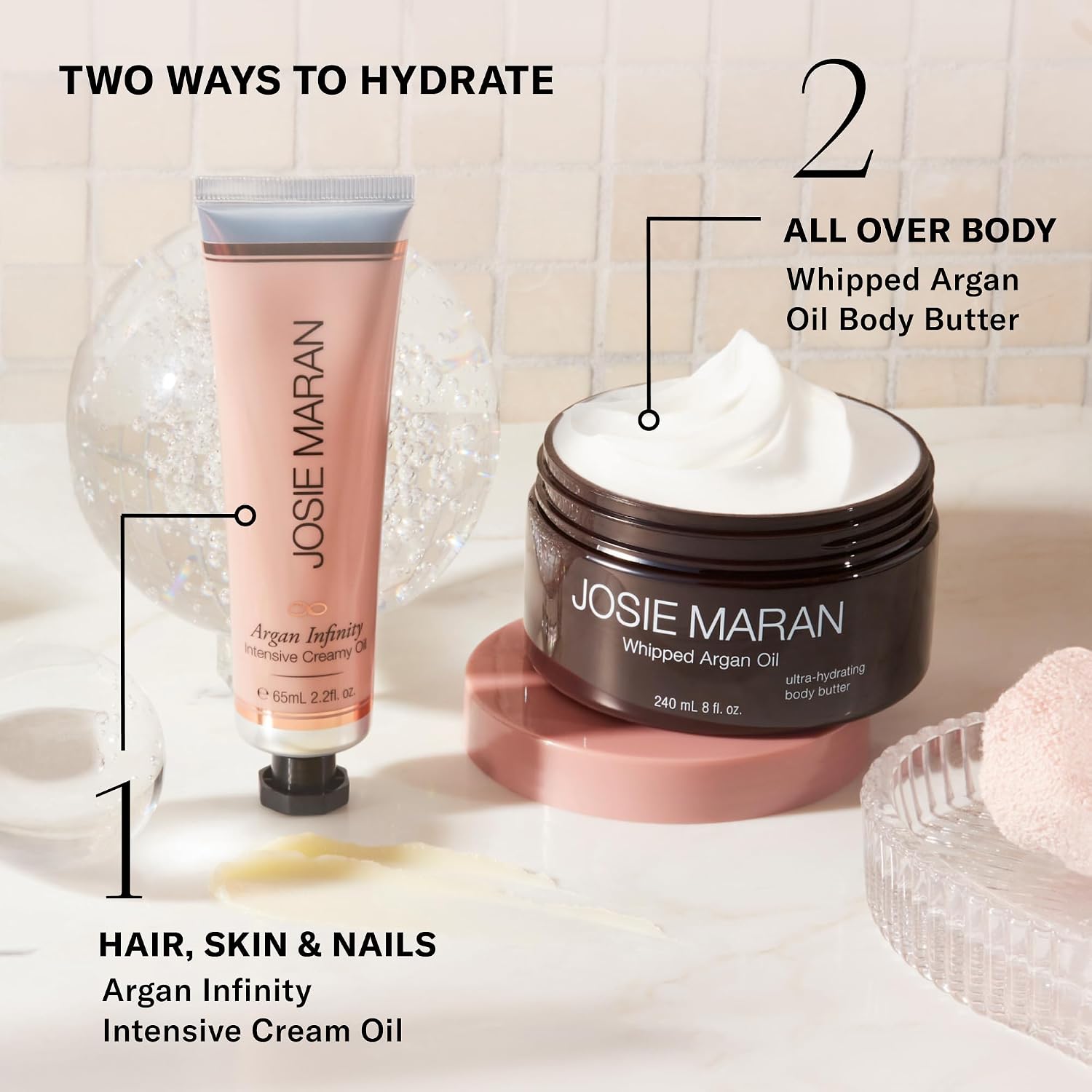 Josie Maran Whipped Body Butter - Skin Firming Body Cream With Argan Oil, Whipped Shea Butter, Avocado Oil & Essential Fatty Acids - Radiance-Boosting Skincare - Baked Lemon Bliss (2 Fl Oz)