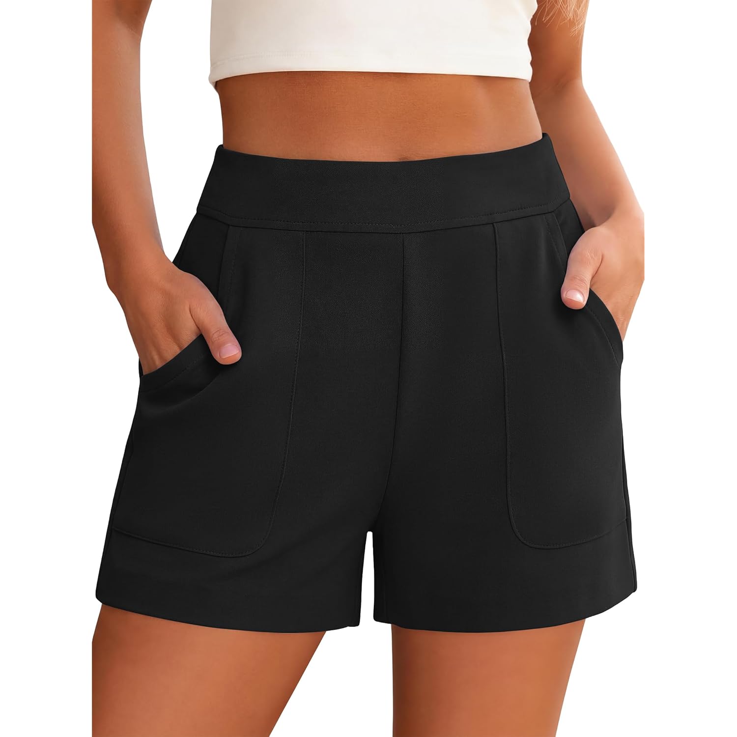 Shorts for Women Summer Casual Elastic High Waist Lounge Comfy Dress Shorts with Pockets 2026 Beach Vacation Clothes