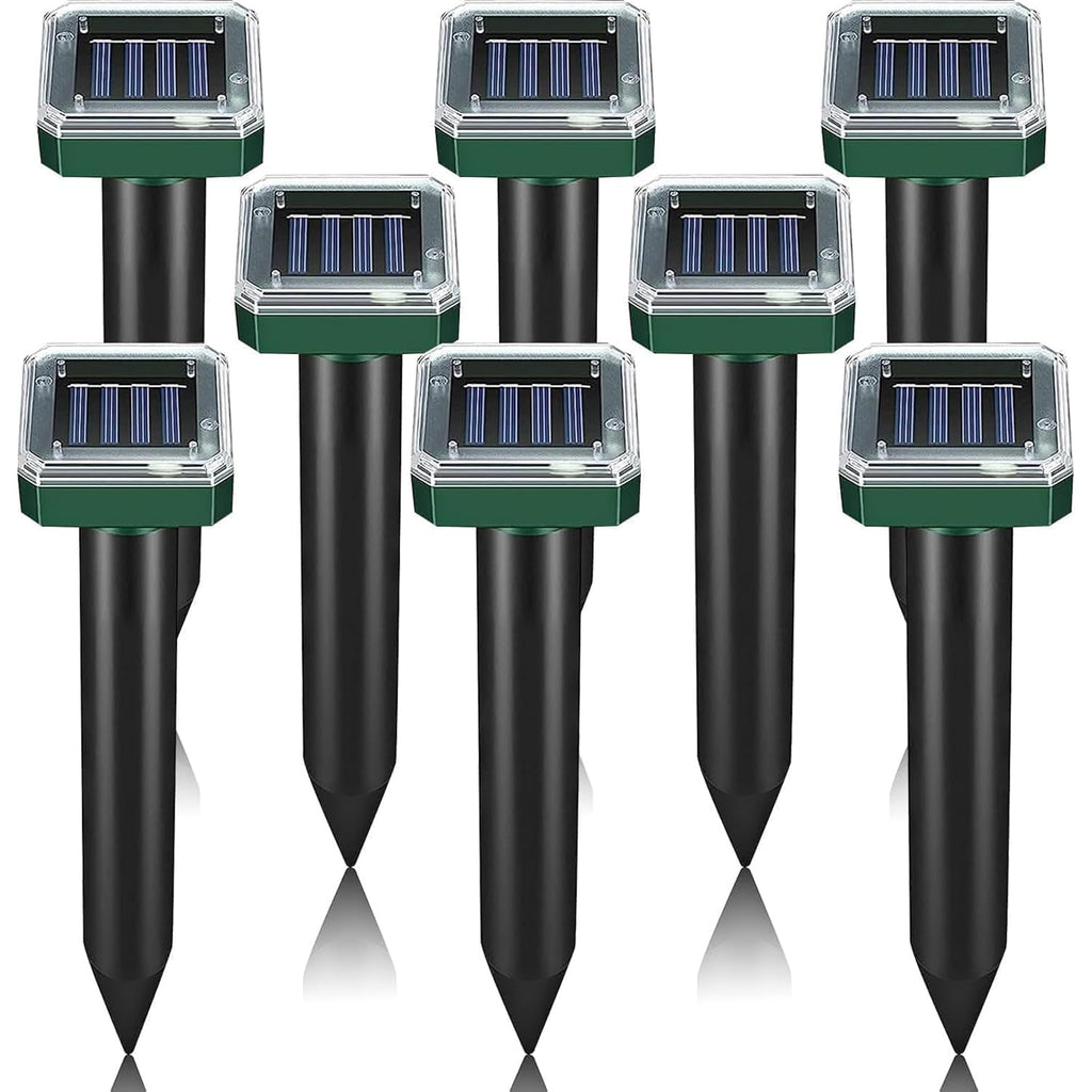 Mole Repellent Solar Powered 8 Pack Sonic Mole Deterrent Spikes, Snake Gopher Vole Repellent For Lawn Garden & Yard Gopher Deterrent, Groundhog Repellent