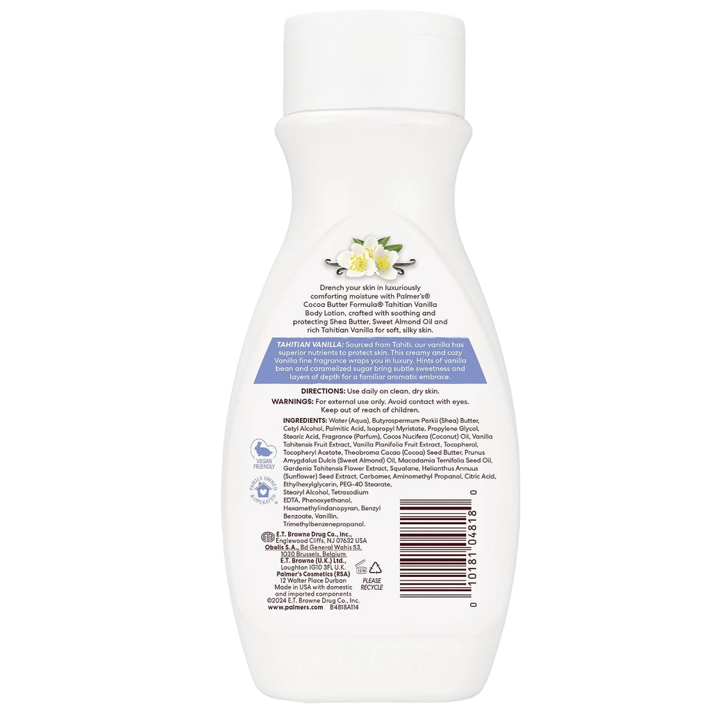Palmer'S Cocoa Butter Formula Tahitian Vanilla Body Lotion, 8.5 Oz, Daily Moisturizing Lotion For Dry Skin With Shea Butter & Vitamin E, Hydrates & Protects, Helps Provide 48-Hour Deep Moisture