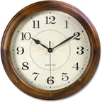 Kesin Wall Clock Wood 14 Inch Silent Wall Clocks Large Decorative Battery Operated Non Ticking Analog Retro Clock For Living Room, Kitchen, Bedroom