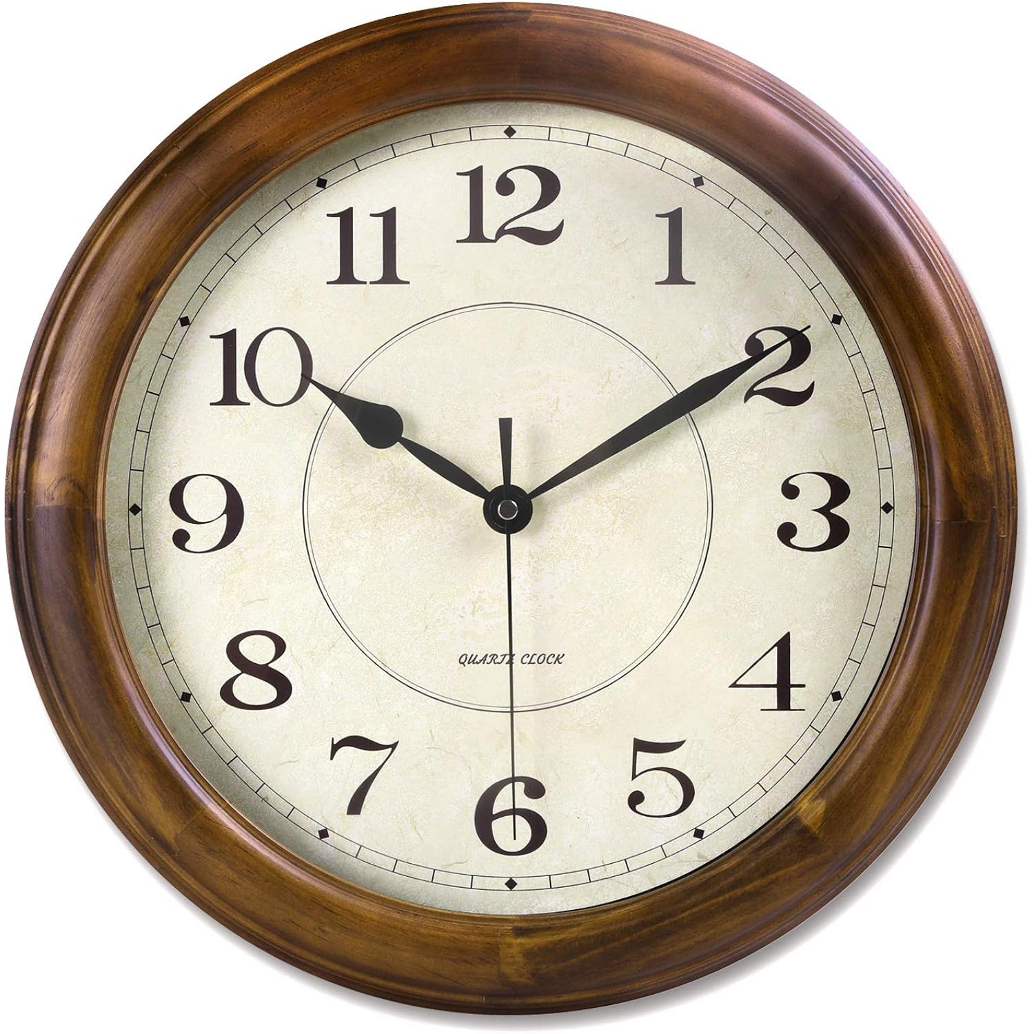 Kesin Wall Clock Wood 14 Inch Silent Wall Clocks Large Decorative Battery Operated Non Ticking Analog Retro Clock For Living Room, Kitchen, Bedroom
