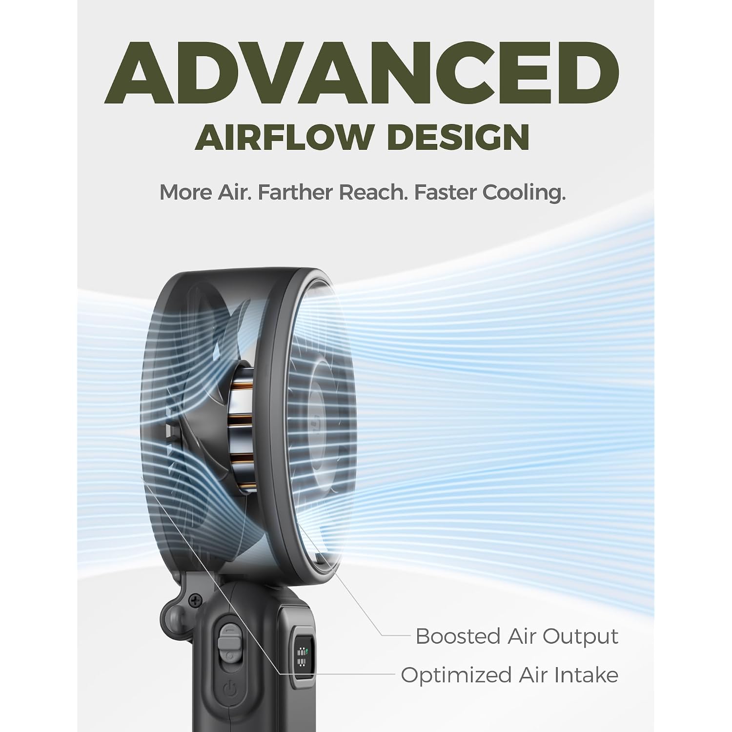 Diveblues Portable Turbo Fan, 100 Speed Handheld Fan With Strong Airflow, Foldable 4 In 1 Personal Fan For Neck, Desk & Travel, Usb-C Rechargeable, Lightweight For Summer, Concerts & Outdoor Use