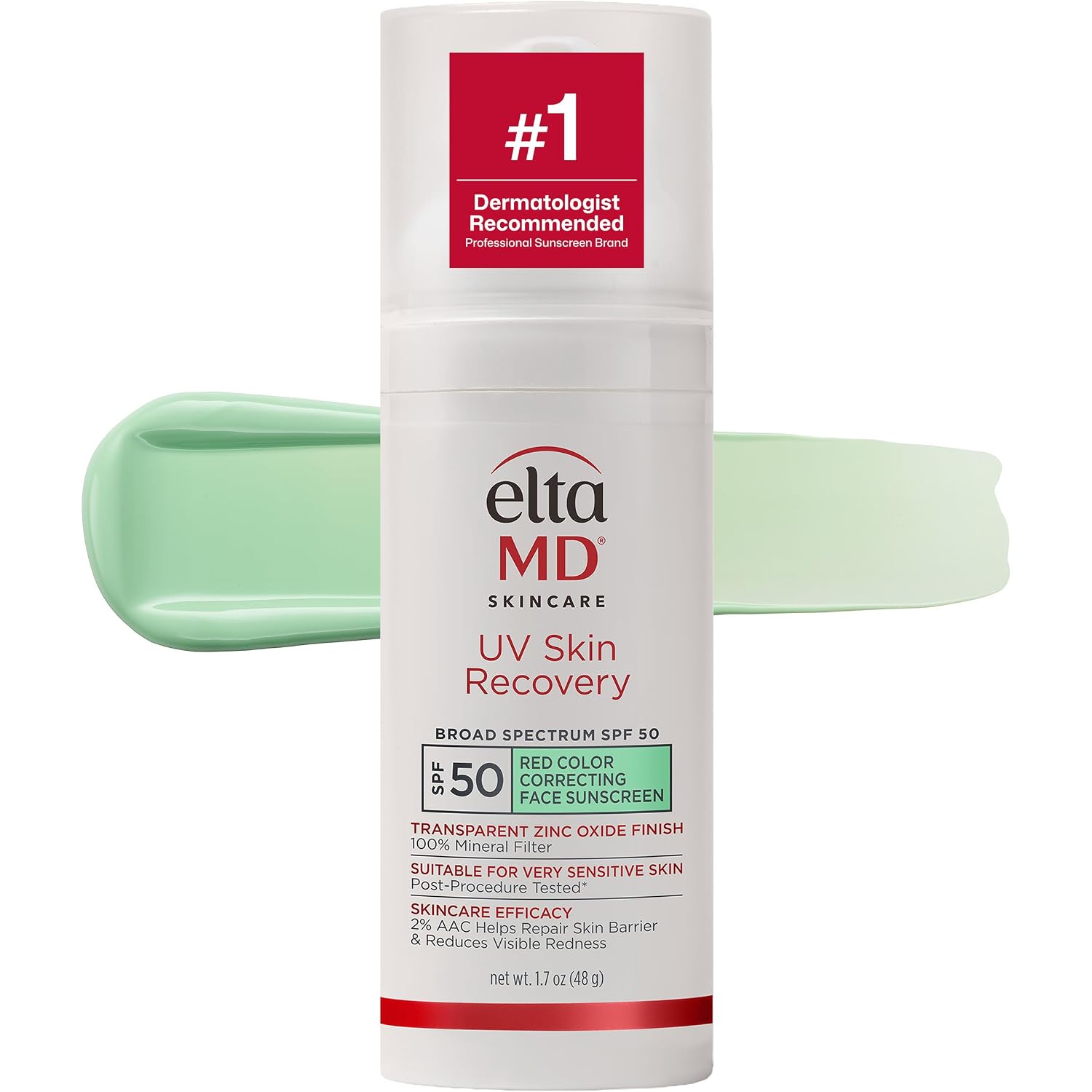 Uv Skin Recovery Green Tint All Mineral, Redness Reduction, Sensitive Skin Face Sunscreen Spf 50